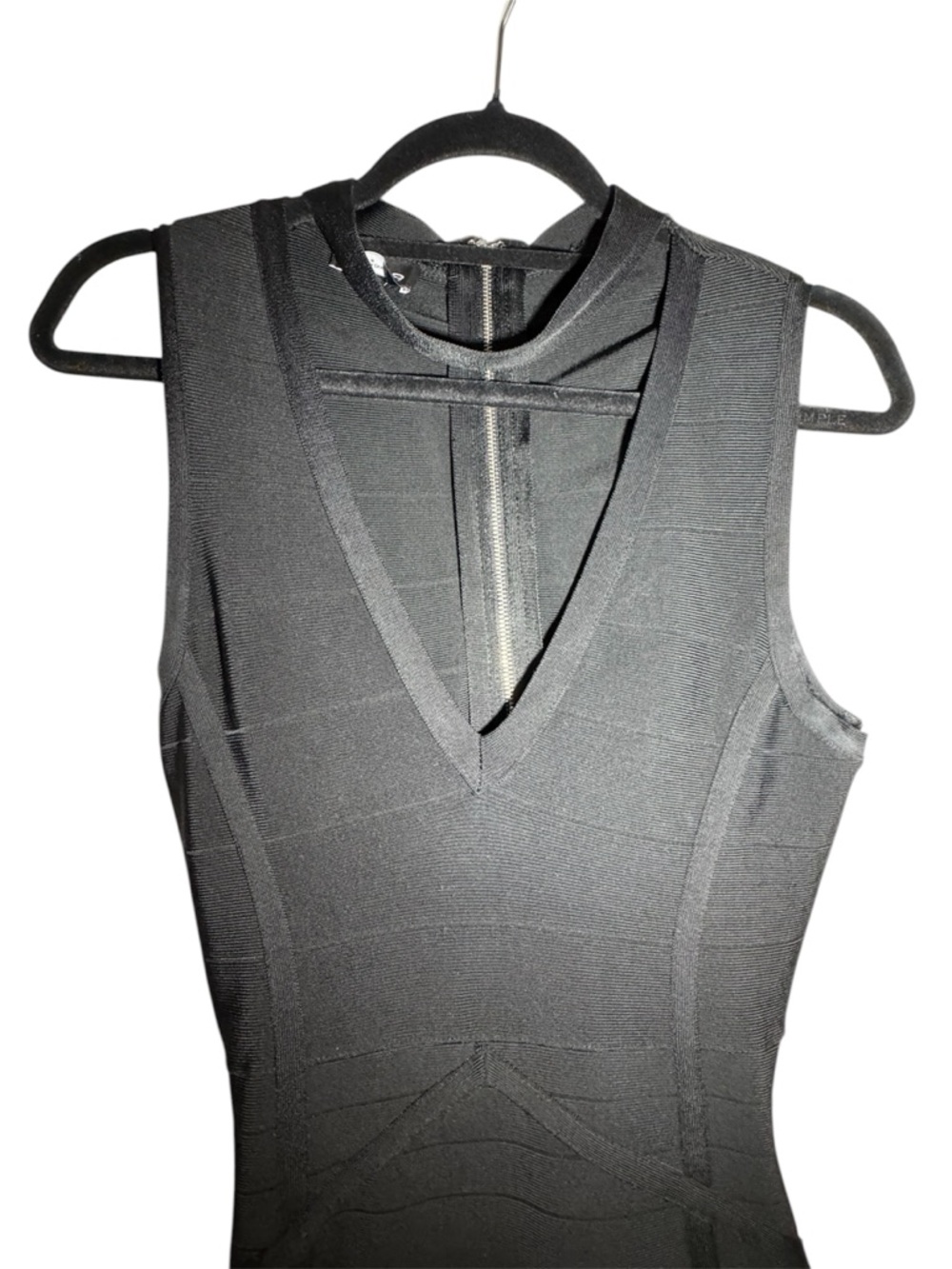 bebe Black Sleeveless V-Neck Bandage dress